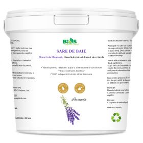 Sare de Baie cu Magneziu (Sare Nigari) și Ulei Esențial de Lavandă, 2800 g