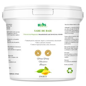 Sare de Baie - ENERGY - cu Magneziu (Sare Nigari) și Uleiuri Esențiale de Ylang Ylang, Nucșoară și Ienupăr, 2800 g